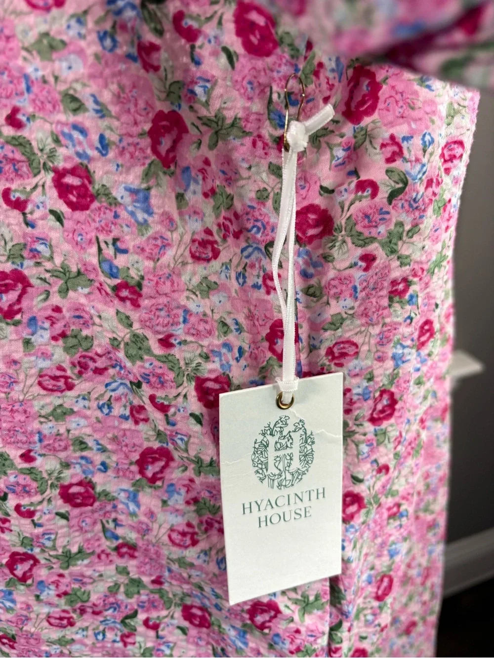 Hyacinth House Ditz Pink Floral Maxi Button Front Dress with Ruffled Collar - Picture 5 of 9